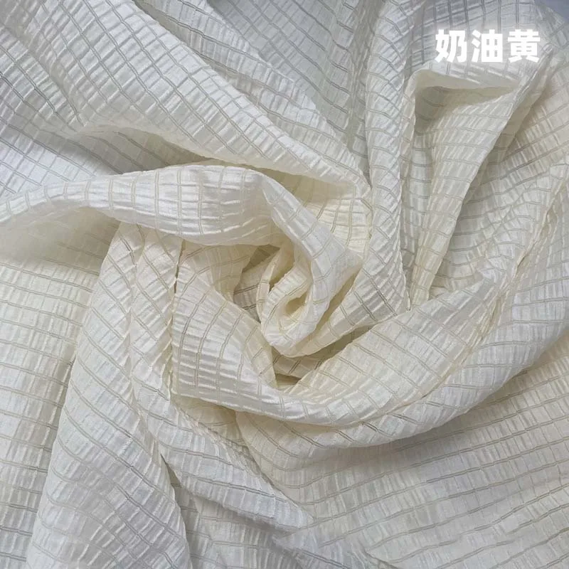 Is Sewing A Textile Craft - Crème Geel Geruite Stof Zacht Ademend