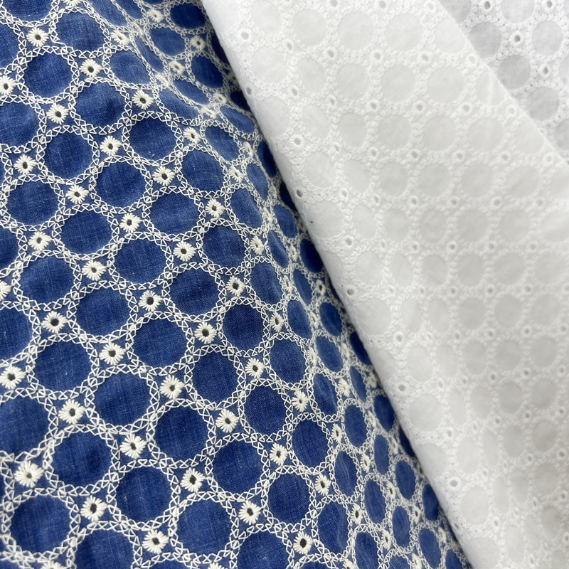 Katoenen denim stof met kleine - Sewing Eyelet Fabric recensie en prijs