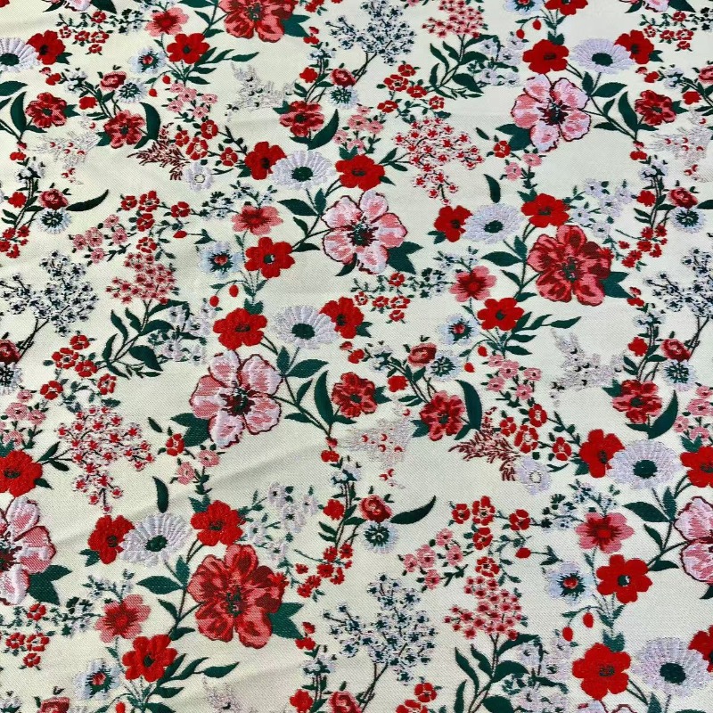 Rode kleine bloemenjacquardsto - Is Sewing A Textile Craft recensie en prijs