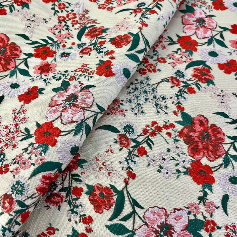 Rode kleine bloemenjacquardsto - Is Sewing A Textile Craft recensie en prijs